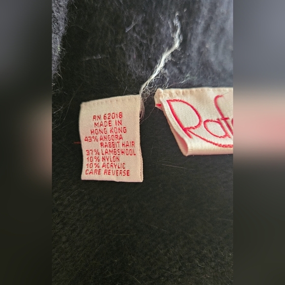 RAFAELLA Vintage wool/rabbits hair shawl collar open front printed cardigan. MED - Picture 8 of 9